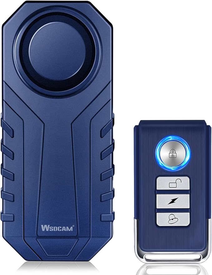 WSDCAM 113dB Bike Alarm Wireless Anti Theft Vibration Motion Sensor Vehicle Security Alarm System Waterproof Motorcycle Alarm Bicycle Alarm with Remote - Blue