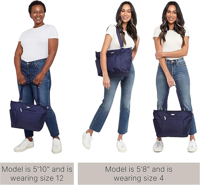 Baggallini Essential Laptop Tote - Work Tote Bag with Laptop Sleeve - Lightweight Travel Crossbody Shoulder Bag for Women