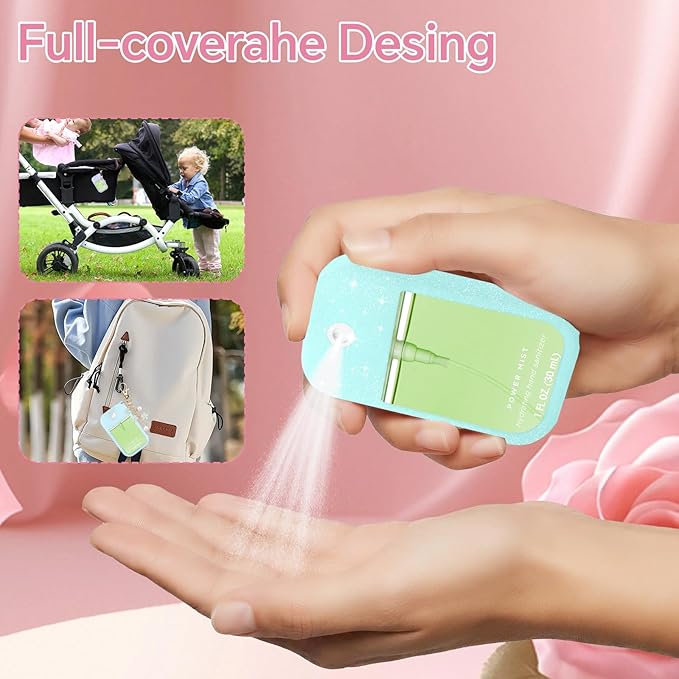 Silicone Case Compatible with Touchland Hand Sanitizer Spray Mist 1 oz with Flower keychain