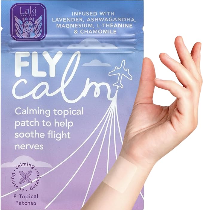 Laki Naturals Fly Calm Patch (1 Count, Pack of 8) - Relax Nerves, Support Stress - Natural Ingredients to Support Airplane Stress - Calm Your Fear of Flying Naturally