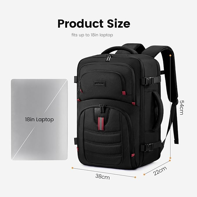 LOVEVOOK 50L Travel Backpack for Men, Airline Approved Carry On Bag with 3 Packing Cubes, TSA Overnight Bags, Waterproof Personal Item Bag, Weekender Essentials Backpacks fits 18" Laptop