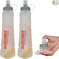 MARCHWAY Soft Hydration Flask with Wide Mouth, 300ml/500ml Collapsible TPU Water Bottle, Leakproof Portable Flexible for Running, Hiking, Cycling, Climbing, Gym, Travel (2pcs White 500ml)