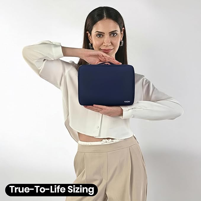 KAZAY Hanging Toiletry Bag with TSA Approved Detachable Pouch, Travel Toiletry Bag, Water Resistant, Premium Nylon, Travel Size Toiletries, Cosmetic Bag, Makeup Bag, Unisex (Navy)