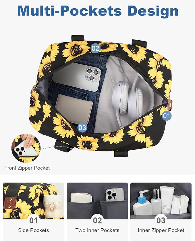 Pritent Travel Duffle Bag, Waterproof Weekender Overnight Hospital Bags for Women Men with Toiletry Bag Lightweight Carry on Personal Item Duffle Gym Bag for Travel, Airplanes, Sports