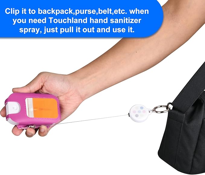 Beautyflier PU Holder Sleeve for Touchland Power Mist and Glow Mist 1FL OZ Hand Sanitizer Spray, Protective Case with Keychain and Telescoping Ring, Perfectly for Travel, Sleeve Only