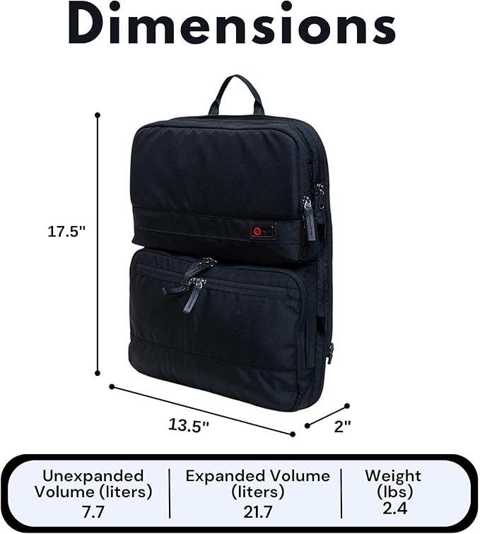 Trilogy Expandable Tote Pack (Black) Fits under-seat on most airplanes.