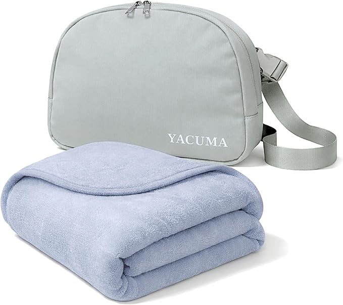 Travel Blanket Airplane – Ultra Soft Flannel 40”x60”, Compact & Lightweight with Organizer Bag, Cozy Travel Blanket for Flights, Road Trips, and Home Comfort