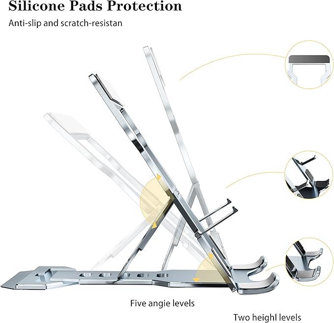 Phone Stand for Desk, Adjustable Cell Phone Stands, Foldable Metal Phone Stands for All Smartphone