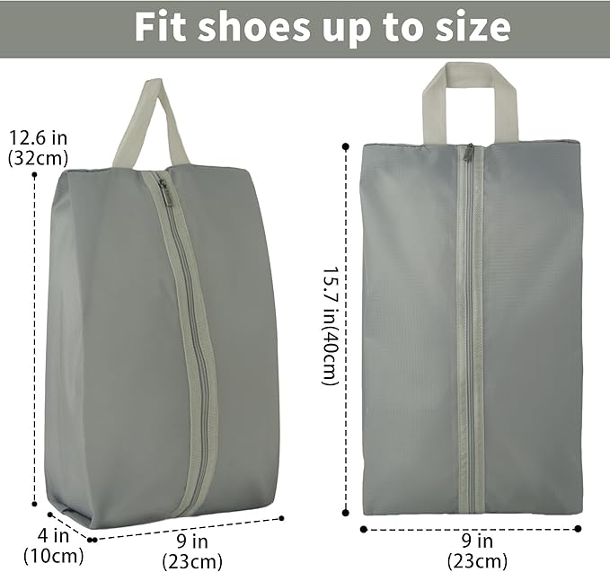 6pcs Portable Shoe Organizer, Travel Pouches with Zipper, Golf Shoe Bags, Clothes Bags, Soccer Cleats Bag Shoe Pouch for Gym, Waterproof, Odor-Resistant (Grey)