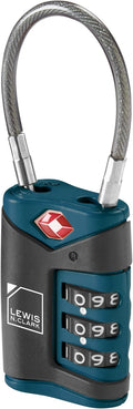 Lewis N. Clark TSA-Approved Easy-to-Set Combination Luggage Lock With Steel Cable, Blue, One Size