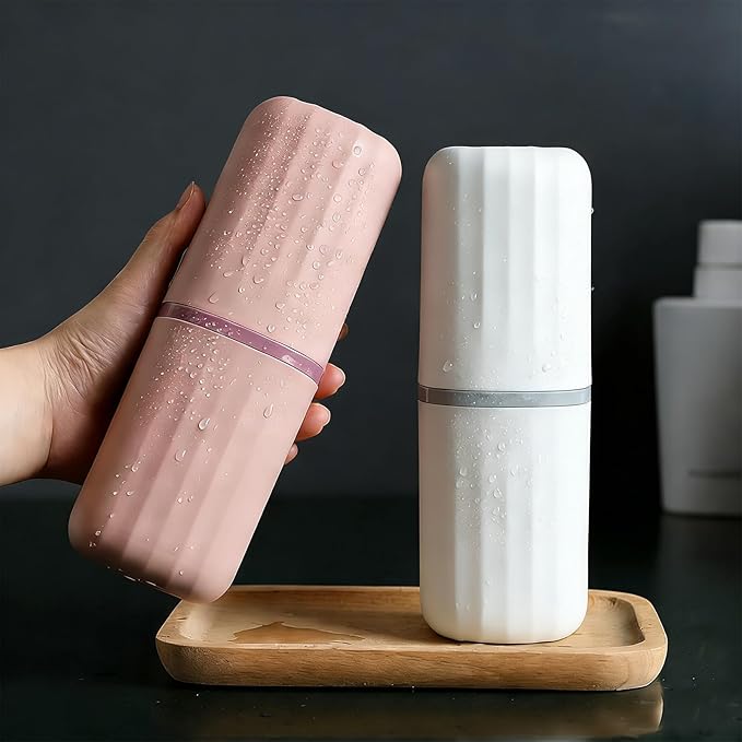 2pcs Toothbrush Travel Case, Travel Toothbrush Cup Case Toothbrush Holder Toothpaste Storage Box Multifunctional Large Capacity for Traveling, Camping, Trip