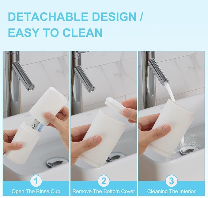Travel Toothbrush and Toothpaste Case, 2 in 1 Gray Toothbrush Holder and Rinse Cup, Large Capacity Toothbrush Cup with Cover, Portable Toothbrush Holder for Traveling, Camping, Trip