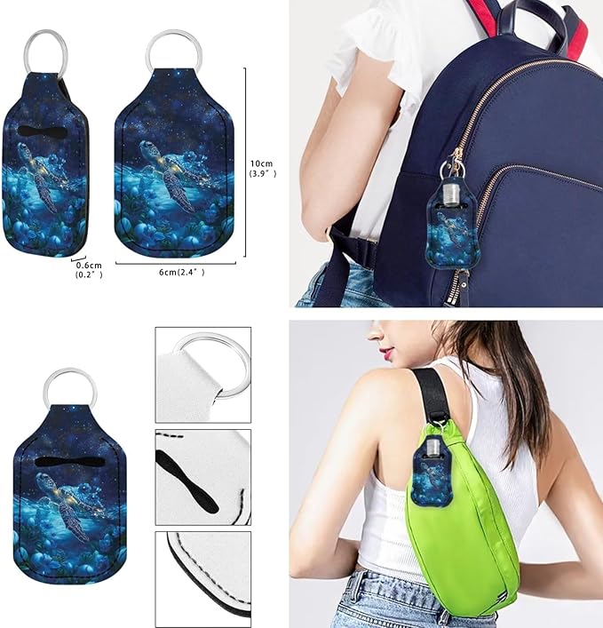 Suobstales 3Pcs Travel Bottles Keychain Holder Set,Travel Bottle Sleeves+Neoprene Chapstick Holders+Lanyard Keychain