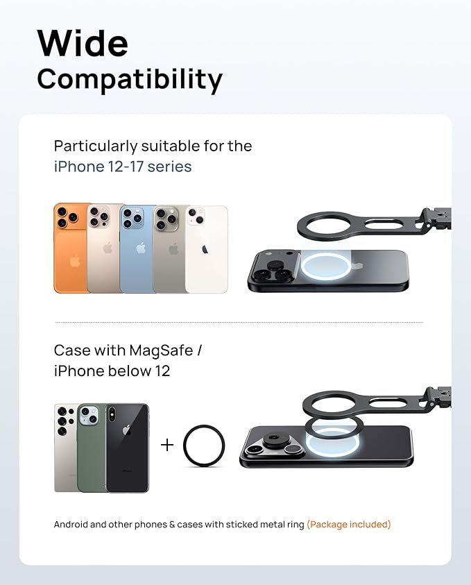 SODI Magnetic Phone Tripod Stand for iPhone - Strong Magnet Foldable Cell Phone Stand for Vlog, Gym, Travel Essentials, Mini Tripod Phone Stand Compatible with iPhone 17 16 15 14 13 12 Series