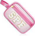 COSHAYSOO Clear Sunscreen Bag Makeup Toiletries Pouch Beach Vacation Essentials Summer Travel Stuff Accessories Personalized Graduation Gifts for Women College Teen Girls Teacher Nurse Pink SPF