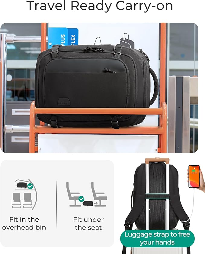 BAGSMART Travel Backpack Carry on Flight Approved, 28L Lightweight Backpack Fits 17.3 Inch Laptop for Men Women, Water Resistant Personal Item Travel Bag with USB Charging Port, Pink