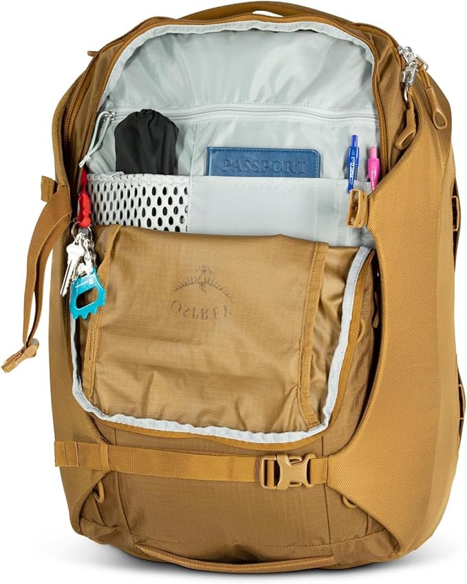 Osprey Sojourn Porter 46L Travel Backpack – Carry-On Compliant Luggage with StraightJacket Compression and Padded Laptop Sleeve – Durable Pack for International or Urban Travel, Koseret Green
