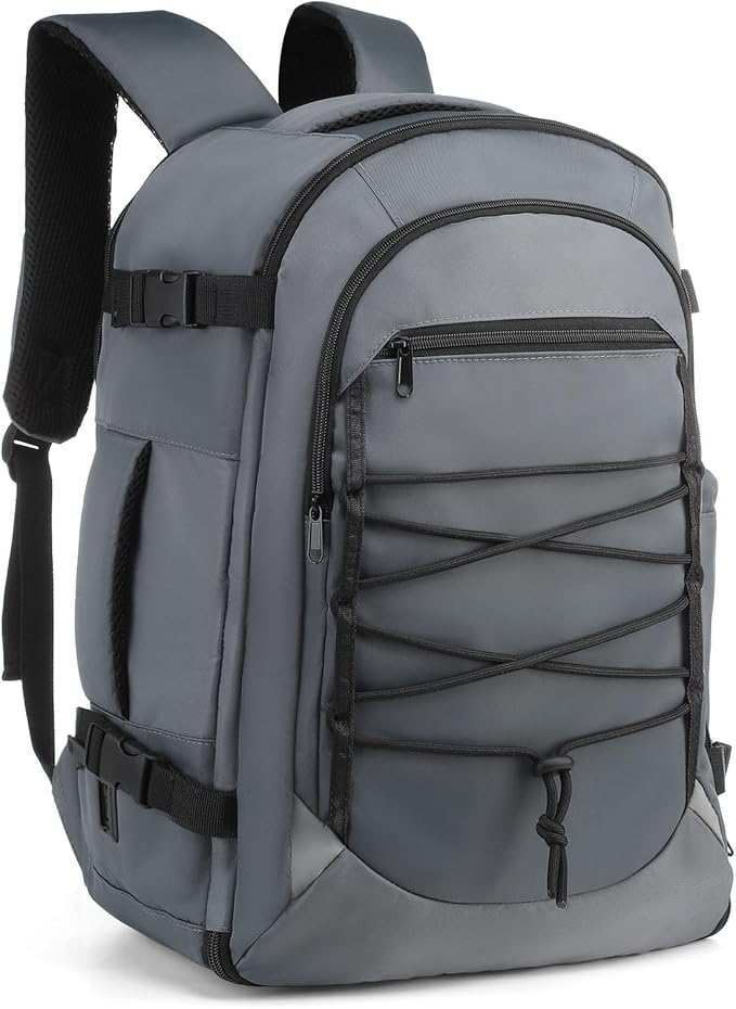 Carry on Travel Backpack, Flight Approved Personal Item Bag for Men Women, Door Lock, USB A/C Port, Shoe Bag, Fits 16" Laptop, Gray