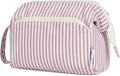 Narwey Striped Makeup Bag Women Wide-open Make up Bag Travel Cosmetic Bag Organizer Toiletry Bag for Cosmetics Toiletries Accessories (Dusty Rose Stripe)