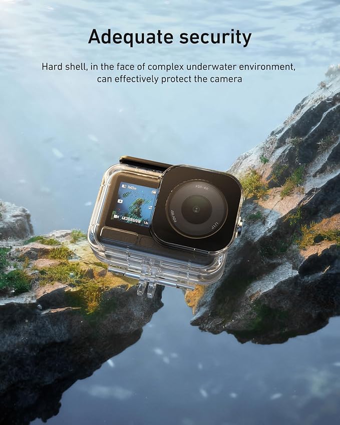 TELESIN Waterproof Case with Anti-Fog for DJI Osmo Action 6 Camera, Underwater Housing Shell Cage Supports 60M/196FT Deep Diving Scuba Snorkeling with Quick Release Bracket Screw Action 6 Accessories