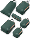 Compression Packing Cubes for Travel, 6-Piece Lightweight Packing Cubes Set for Carry-On Luggage & Backpacks – TRIPPED Travel Gear (Green and Brown)