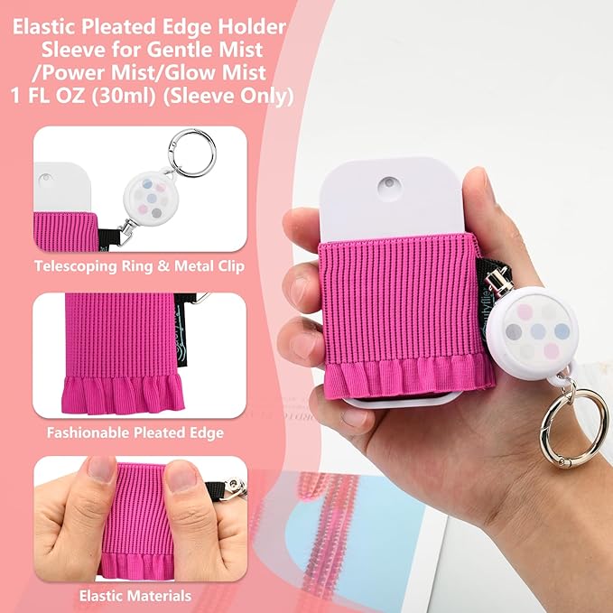 Beautyflier 4pcs Elastic Holder Sleeve for Touchland Power Mist Hand Sanitizer Spray, Cute Hand Sanitizer Holder for Gentle Mist, Glow Mist and Power Mist 1FL OZ, Best Gift for All Ages