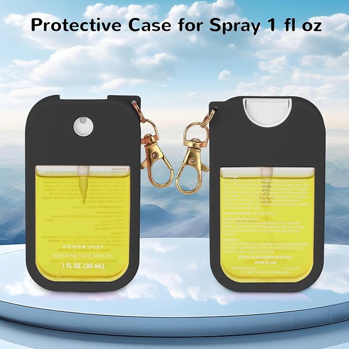 Hand Sanitizer Spray Case Compatible with Touchland Power Mist 1 oz – Silicone Case with Keychain for Touch Land Mist 1 fl oz（30 ml） (Red+Pink+Orang+White+Black, 5 Pack)