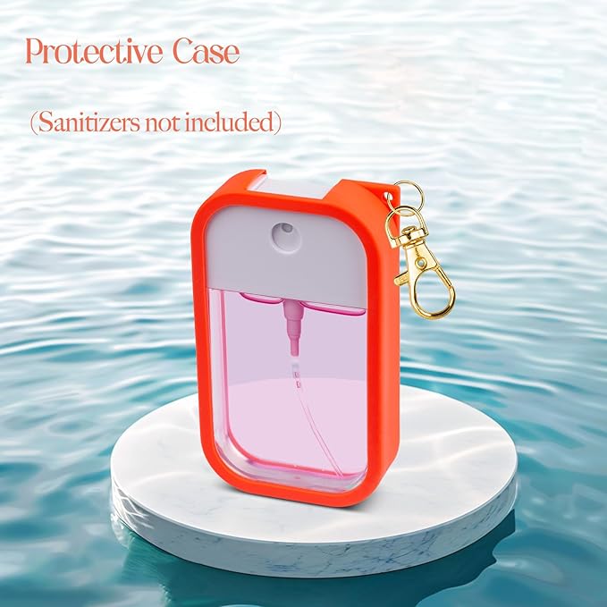 TERPINK Silicone Case Compatible with Touchland Hand Sanitizer Spray, Protective Case with Keychain for Power Mist and Glow Mist 1 fl oz, Hand Sanitizer Spray Accessory (Orange, 1 Pack)