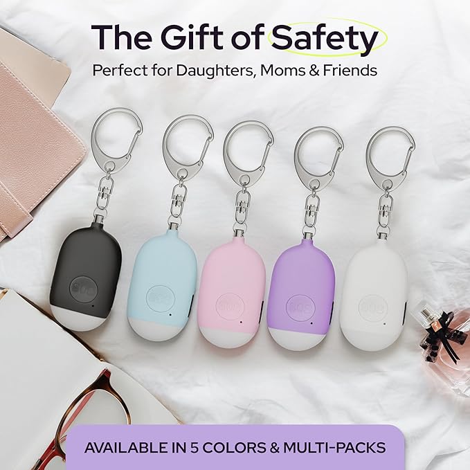 Weten Rechargeable Personal Alarm Keychain - 130dB Siren & LED Light - Stylish Personal Safety Alert for Women to Carry - Panic Button Alarm for Security - Rape Whistle for Self Defense (Purple)
