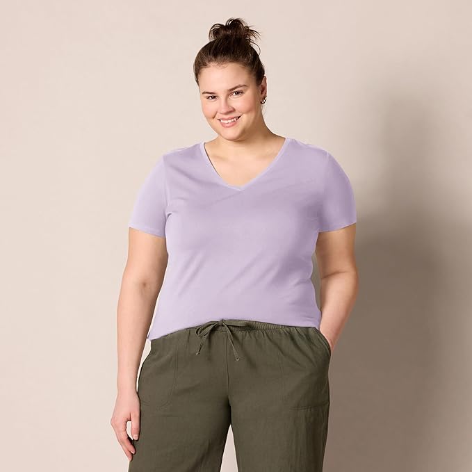 Amazon Essentials Women's Regular-Fit Short-Sleeve T-Shirt (Crewneck and V-Neck Options), Multipacks