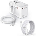 Universal Travel Adapter,35W 4 USB Port(3C/1A) International Power Adapter,European Travel Plug Adapter Retractable Type-C Cable+USB C 6FT Cable,Worldwide Plug Charger for EU UK USA AUS(Type C/G/A/I)
