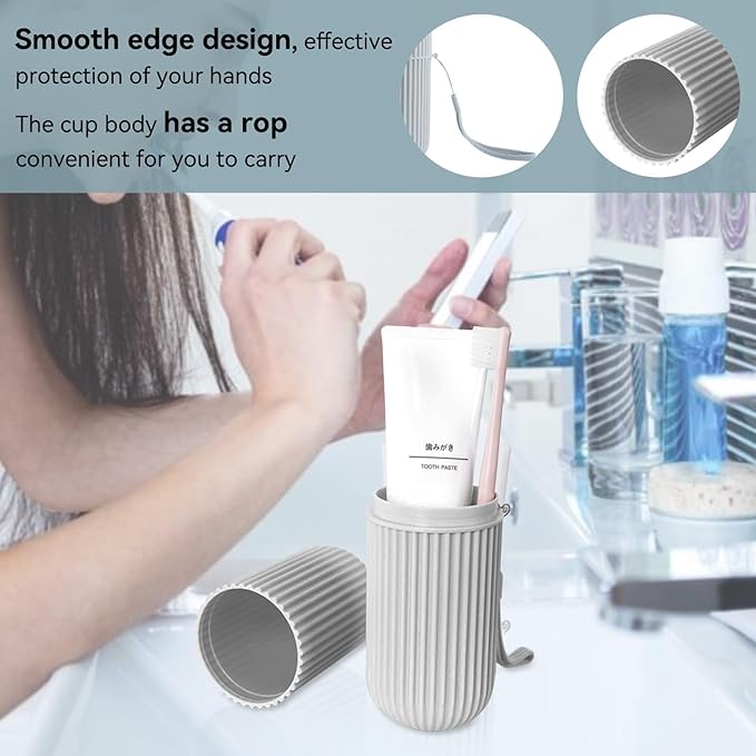 Cyrank Toothbrush Travel Case, Travel Toothbrush Holder Portable Toothbrush Case Toothbrush Container for Travel Plastic Toothbrush Containers Box for Travel Camping School Business, Grey