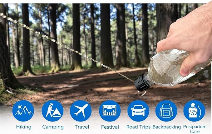 Portable Bidet for Toilet - 2-Pack with Keychain Travel Bidet Attachment Compatible with Most Bottles - Ultralight Personal Hygiene Sprayer for Camping, Hiking & Travel