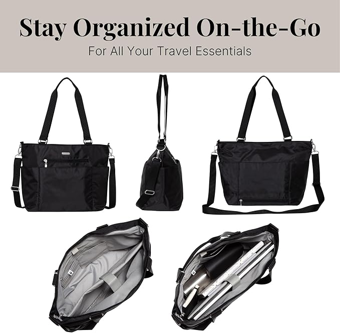 Baggallini Essential Laptop Tote - Work Tote Bag with Laptop Sleeve - Lightweight Travel Crossbody Shoulder Bag for Women