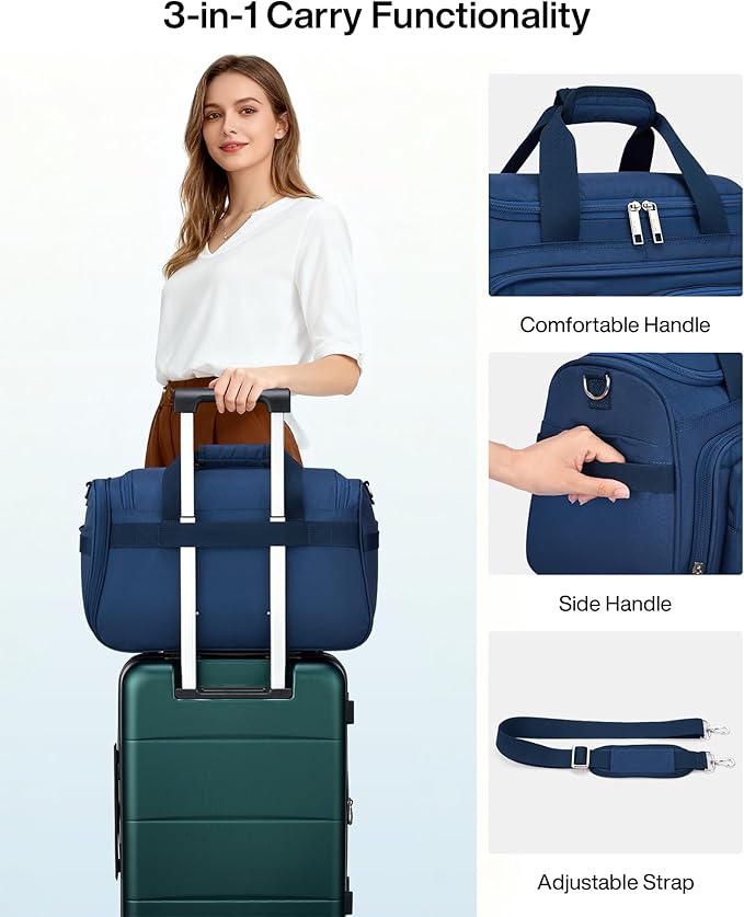 MILADA Underseat Carry On Luggage Bags for Travel Lightweight Foldable Carry On Bags for Airplanes Small Duffle Bag for Men Women TSA Approved Underseat Bag Travel Tote Bags, Blue