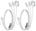 2 Pack Multi Charging Cable Cord for Travel Essentials,Apple Watch Charger,iPhone Charger,[3-in-2] Type C/L Cable Portable Designed for iWatch,iPhone 17-8,Galaxy S25-21,AirPods,iPad-4FT White