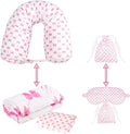 Travel Pillow with Detachable Flannel Blanket & Eye Mask – Plush Velvet Neck Support Pillow for Airplane,Car,Office Rest,Coordinated Digital Print Set (Pink Bow, 50in * 60 in)