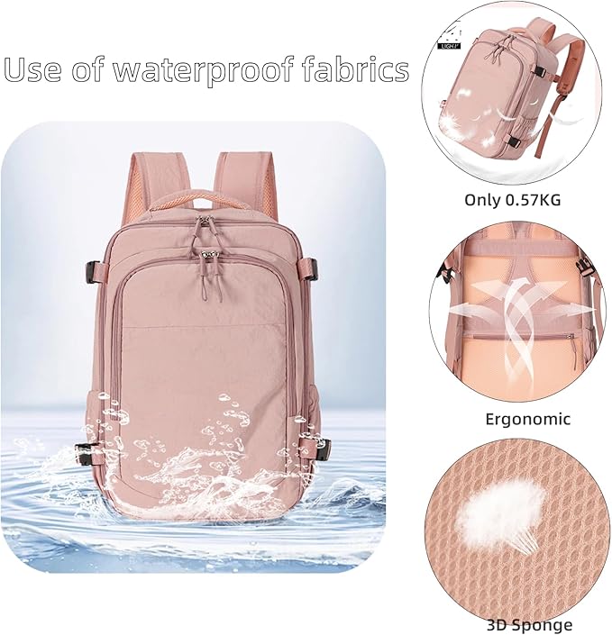 Travel Backpack For Women Men,Airline Approved Carry on Backpack,Casual Daypack for Business Travel Essentials (White)