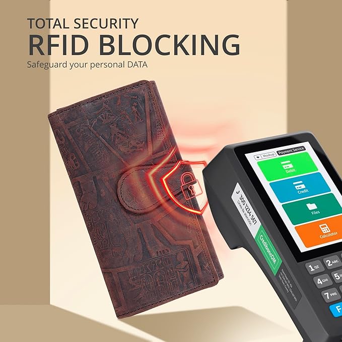 Real Leather Women Wallet Leather with RFID Blocking -Trifold Card Holder Designer Ladies Clutch with ID Window Wallets