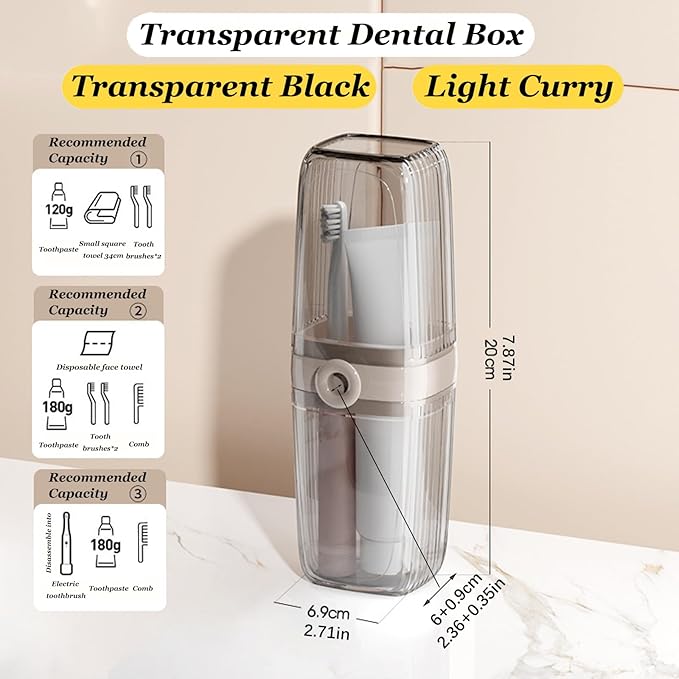 Toothbrush Travel Case, Portable Travel Toothbrush Holder, Multifunctional Dustproof Toothbrush Cover, Suitable for Trip Home Camping Dust-Proof and Sanitary