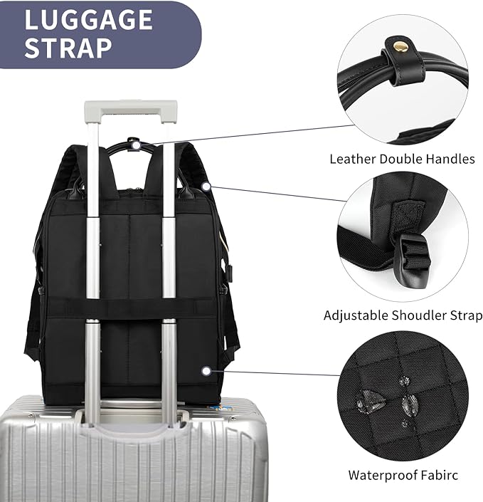 EMPSIGN 17 Inch Laptop Backpack for Women, Work Business Travel Computer College Bags, Large Capacity Water-repellent Quilted Casual Daypack, Black