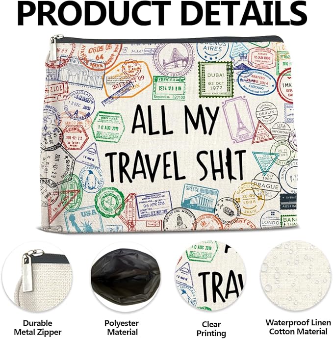 LyoGao Funny Travel Gifts for Women Makeup Bag, Travel Essentials Cosmetic Bag Toiletry Bags Gift for Travelers Girls Trip