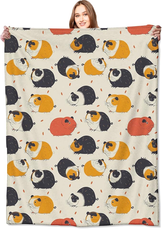 Guinea Pig Blanket Cute Animal Lovers Throw Blankets Gifts for Kids Girls Women Lightweight Soft Fleece Cozy for Sofa Couch Bed Room Travel Birthday Party Pet Decor 60x80in