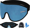 Sleep Eye Mask for Men Women,Zero Pressure 3D Blackout Eye Mask for Sleeping,Eye Covers with Adjustable Strap,Soft Breathable Travel Sleep Mask for Airplane,Includes Ear Plugs(Blue)