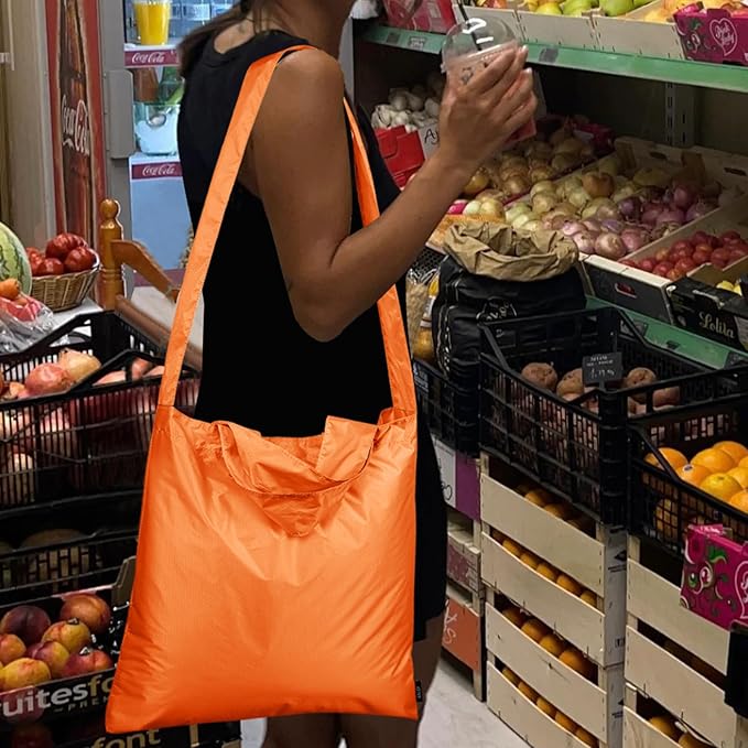 KALIDI Compact Tote Shopping bag Lightweight Foldable Tiny Reusable Grocery Shoulder Bag Crossbody