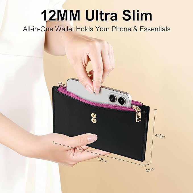 Travelambo Leather Wallets for Women Slim RFID Blocking Bifold Credit Card Holder Wallet