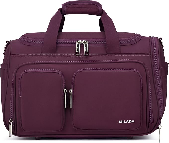 MILADA Underseat Carry On Luggage Bags for Travel Lightweight Foldable Carry On Bags for Airplanes Small Duffle Bag for Men Women TSA Approved Underseat Bag Travel Tote Bags, Purple