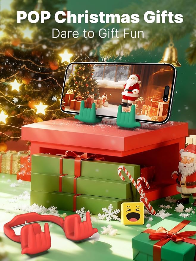 Stocking Stuffers for Teen Boys Girls Gifts Cell Phone Stand Upgrade Adjustable Rock on Lazy Phone Stand for Desk Cool Funny Gadget Gifts for Christmas Adult Men Women Wife 2Pack Forest Green Red