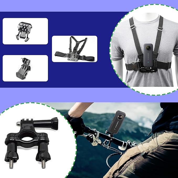 44 in 1 Action Camera Accessory Combo Kit -Compatible with Insta360 One X4,X3,X2，One R, X，for Gopro Here 10,11