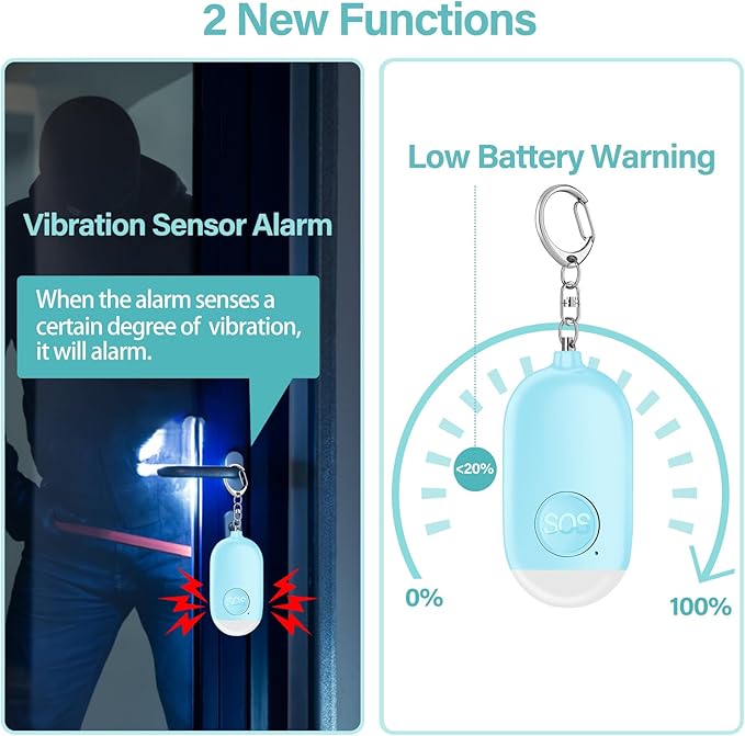 Hion Personal Safety Alarm for Women, 3 Pack Rechargeable 130dB Self Defense Alarm Keychain with LED Flashlight, Emergency Safe Sound Security for Children Elderly, White+Pink+Blue